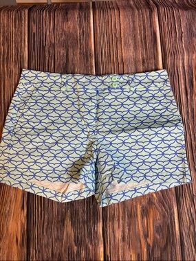 Women's Blue Geometric Print Cotton Shorts (0053)